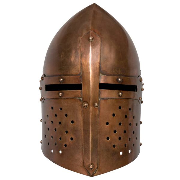 vidaXL R&eacute;plica de casco de caballero medieval antiguo LARP acero cobre