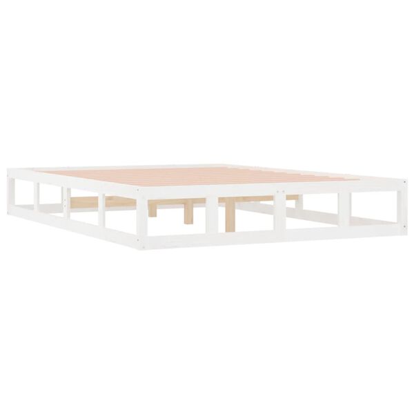 vidaXL Estructura cama de madera maciza blanca super king 180x200 cm