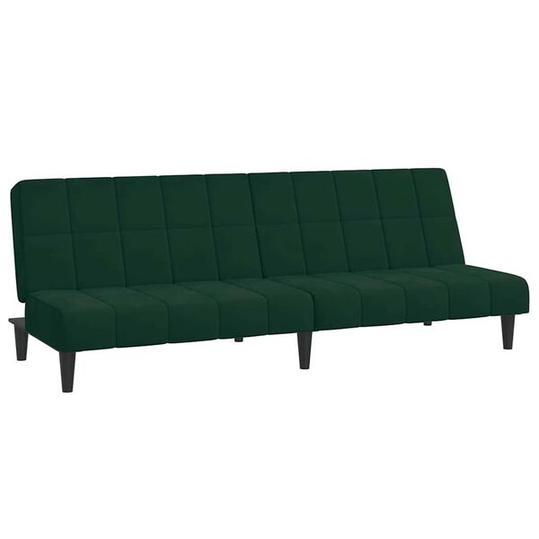vidaXL Sof&aacute; cama de 2 plazas terciopelo verde oscuro