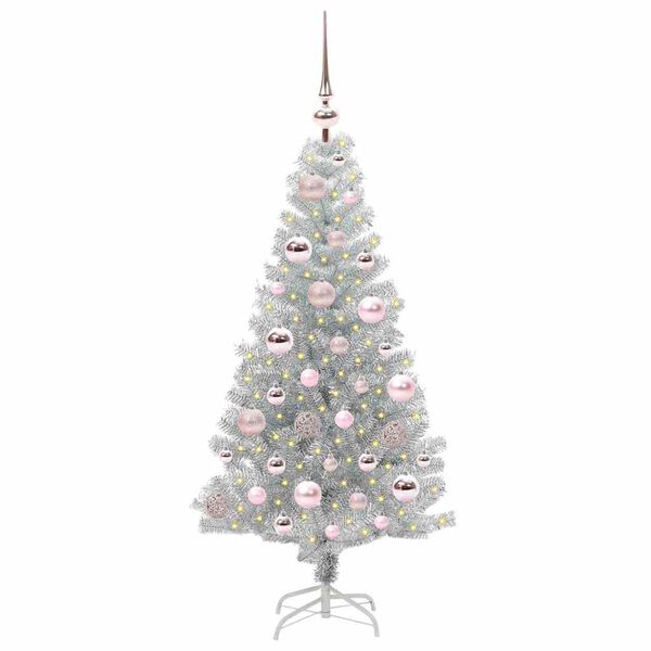vidaXL &Aacute;rbol de Navidad con 150 LED con soporte Plateado 120 cm PET