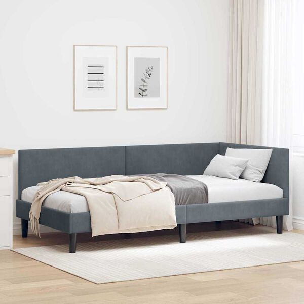 vidaXL Estructura de cama en esquina Gris oscuro 100 cm x 200 cm