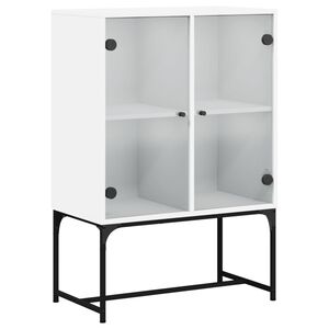 vidaXL Armario auxiliar con puertas de vidrio blanco 69x37x100 cm