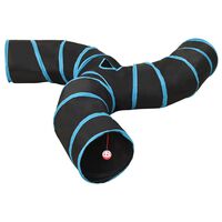 vidaXL Túnel para gatos con 3 salidas poliéster negro y azul 25 cm
