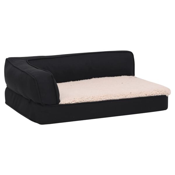 vidaXL Colch&oacute;n de cama de perro ergon&oacute;mico aspecto lino negro 75x53cm