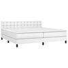vidaXL Cama box spring colch&oacute;n y LED cuero sint&eacute;tico blanco 200x200 cm