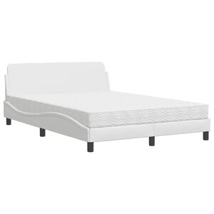 vidaXL Cama con colch&oacute;n Dover cuero sint&eacute;tico blanco 120x200 cm