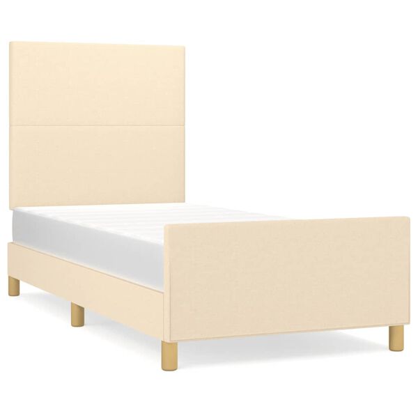 vidaXL Estructura de cama sin colch&oacute;n tela crema 90x190 cm