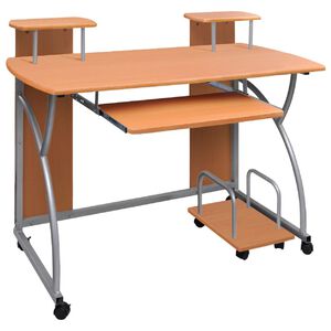 vidaXL Escritorio ordenador madera contrachapada marr&oacute;n 110x52x88,5 cm