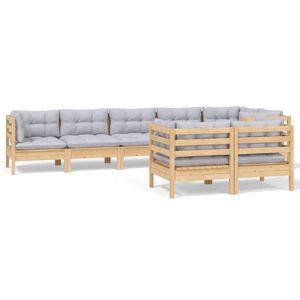 vidaXL Juego de muebles de jard&iacute;n 8 pzas y cojines madera maciza pino