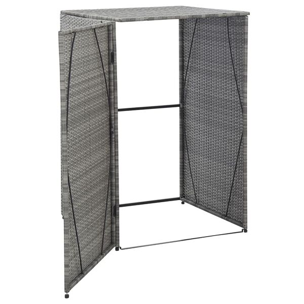 vidaXL Cobertizo para cubo de basura rat&aacute;n sint&eacute;tico gris 76x78x120cm