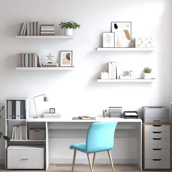 vidaXL Estante flotante pared 4 uds MDF roble y blanco 80x23,5x3,8 cm