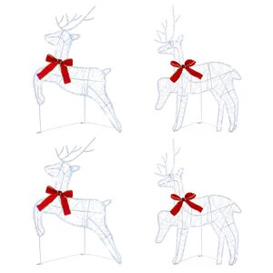 vidaXL Reno de Navidad 4 uds. 80 LED Blanco fr&iacute;o 43 x 19 x 65 cm