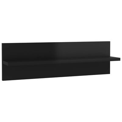 vidaXL Estante de pared 2 uds contrachapado negro brillo 60x11,5x18 cm