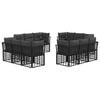 vidaXL Conjunto de sof&aacute;s de exterior Negro Poli&eacute;ster
