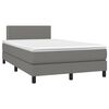 vidaXL Cama box spring con colch&oacute;n y LED tela gris oscuro 120x200 cm