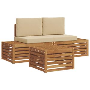 vidaXL Conjunto de sof&aacute;s de exterior Natural y Beige 59 x 59 x 37 cm