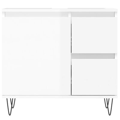 vidaXL Set muebles de baño 3 piezas madera contrachapada blanco brillo