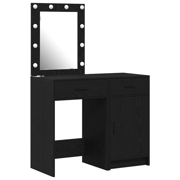 vidaXL Mesa de tocador con caj&oacute;n 2 pcs Negro 50 x 41 x 135 cm