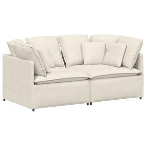 vidaXL Sof&aacute; modular con cojines de terciopelo color crema