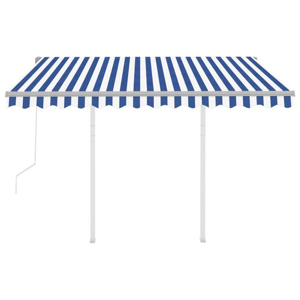 vidaXL Toldo retr&aacute;ctil autom&aacute;tico con postes azul y blanco 3x2,5 m