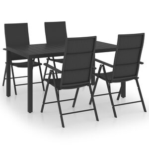 vidaXL Juego de comedor para jard&iacute;n 5 piezas negro