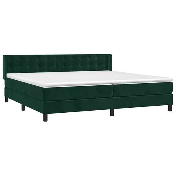 vidaXL Cama box spring con colch&oacute;n terciopelo verde oscuro 200x200 cm