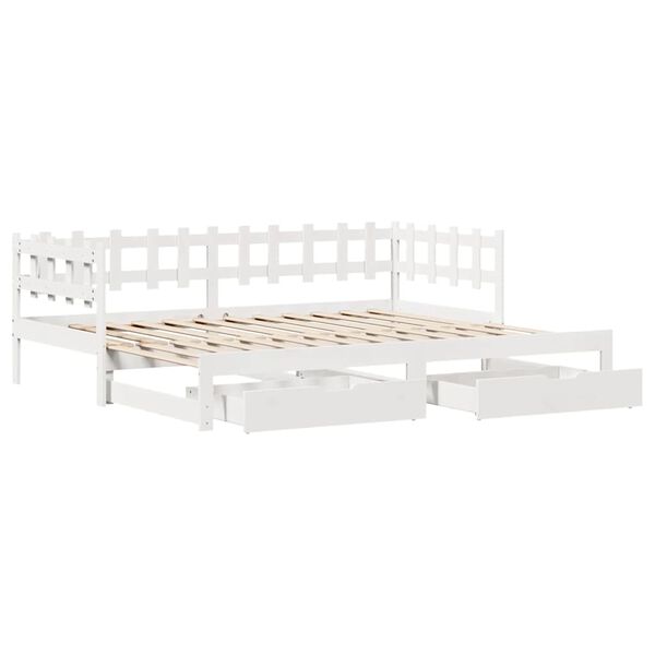 vidaXL Sof&aacute; cama nido con cajones sin colch&oacute;n blanco 80x200 cm