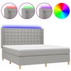 vidaXL Cama box spring colch&oacute;n y luces LED tela gris claro 160x200 cm