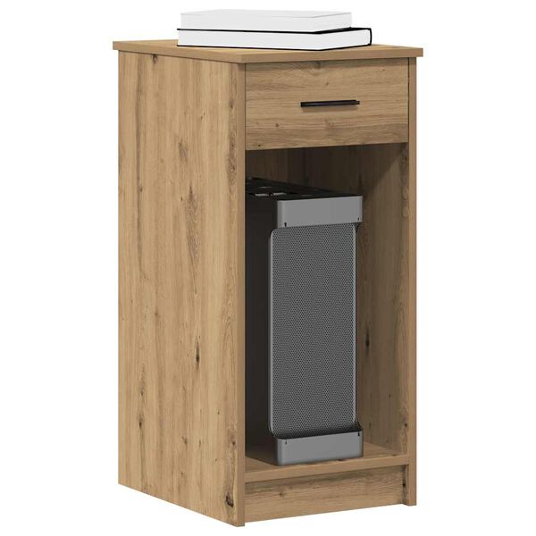 vidaXL Torre de ordenador con caj&oacute;n roble artesanal 35x45x77 cm