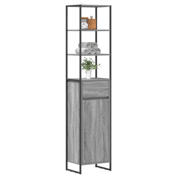 vidaXL Gabinete de Ba&ntilde;o con caj&oacute;n Gris Sonoma 40 x 30 x 180 cm