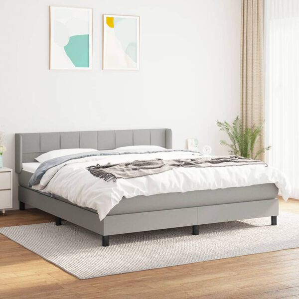 vidaXL Cama box spring con colch&oacute;n tela gris claro 180x200 cm