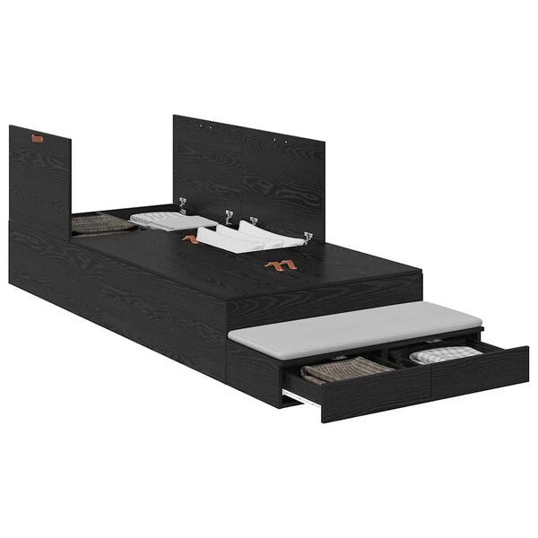vidaXL Cama con almacenamiento Roble Negro 75 cm Madera contrachapada