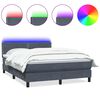 vidaXL Cama box spring con colch&oacute;n y LED terciopelo gris oscuro 160x210 cm
