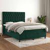 vidaXL Cama box spring con colch&oacute;n terciopelo verde oscuro 140x190 cm