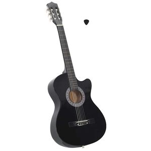 vidaXL Guitarra Cl&aacute;sica Western Cutaway con 6 cuerdas negra 38"