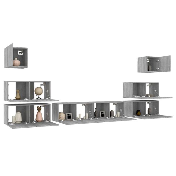 vidaXL Set de muebles para TV 8 pzas madera contrachapada gris Sonoma