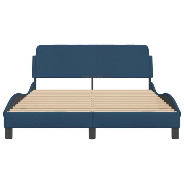 vidaXL Estructura de cama con cabecero Dover tela azul 140x200cm