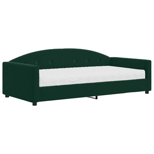 vidaXL Sof&aacute; cama con colch&oacute;n terciopelo verde oscuro 100x200 cm