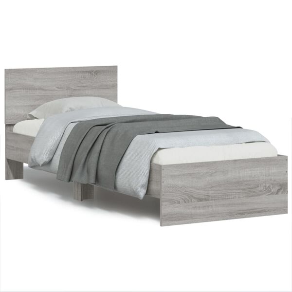 vidaXL Cama con cabecero madera de ingenier&iacute;a gris Sonoma 90x200 cm