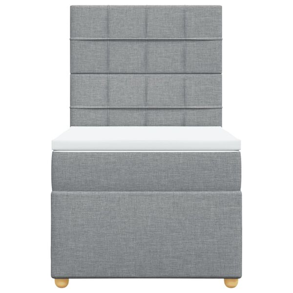 vidaXL Cama box spring con colch&oacute;n tela gris claro 100x200 cm