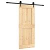 vidaXL Puerta Corredera Natural y negro 85 x 210 cm