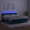 vidaXL Cama box spring colch&oacute;n y LED terciopelo azul oscuro 160x200 cm