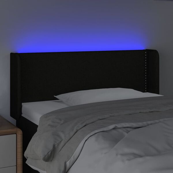 vidaXL Cabecero con LED de tela negro 103x16x78/88 cm