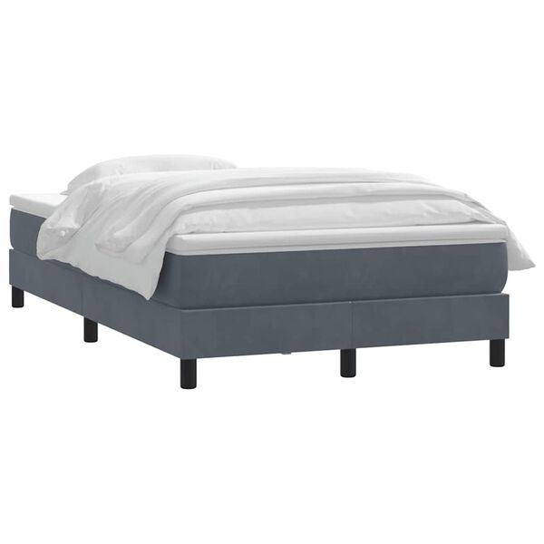 vidaXL Cama box spring con colch&oacute;n terciopelo gris oscuro 120x220 cm