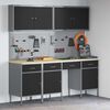 vidaXL Armario de trabajo 10 pcs Negro Madera Ingenierizada y Acero