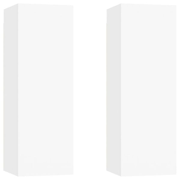 vidaXL Muebles para TV 2 uds madera contrachapada blanco 30,5x30x90 cm