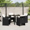 vidaXL Conjunto de Comedor de Jard&iacute;n 5 pcs Negro rat&aacute;n sint&eacute;tico