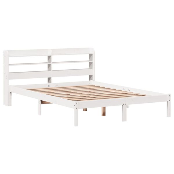 vidaXL Estructura de cama sin colch&oacute;n madera de pino blanca 140x200 cm