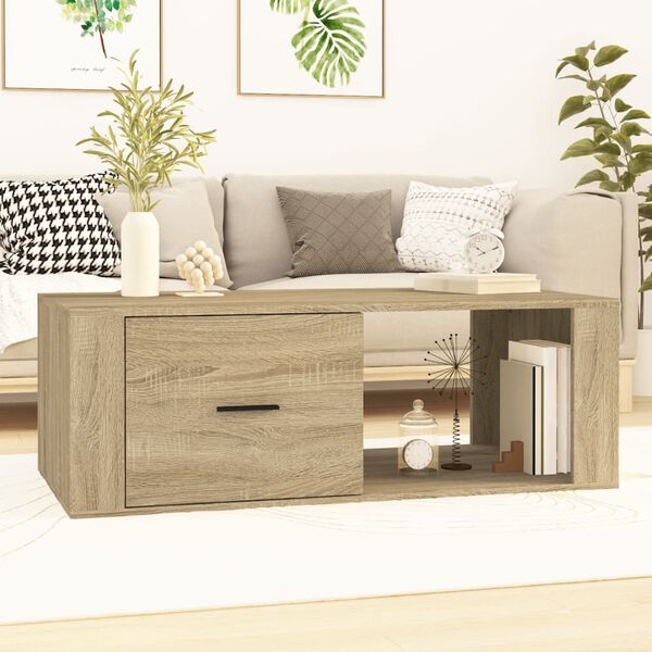 vidaXL Mesa de centro madera contrachapada roble Sonoma 100x50,5x35 cm
