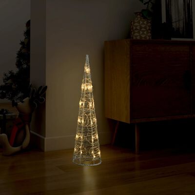 vidaXL Pirámide decorativa cono acrílico luces LED blanco cálido 60 cm